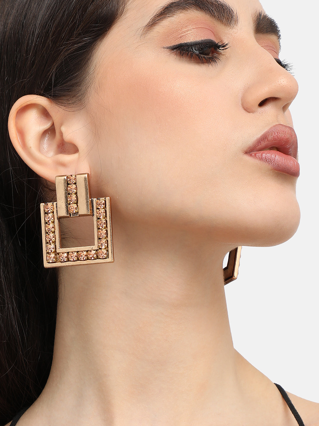 Women Multi Gold Plated Designer Stone Earring