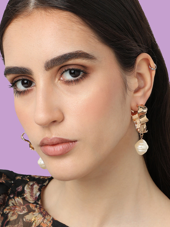 Women Gold Plated Designer Stone Party Drop Earring
