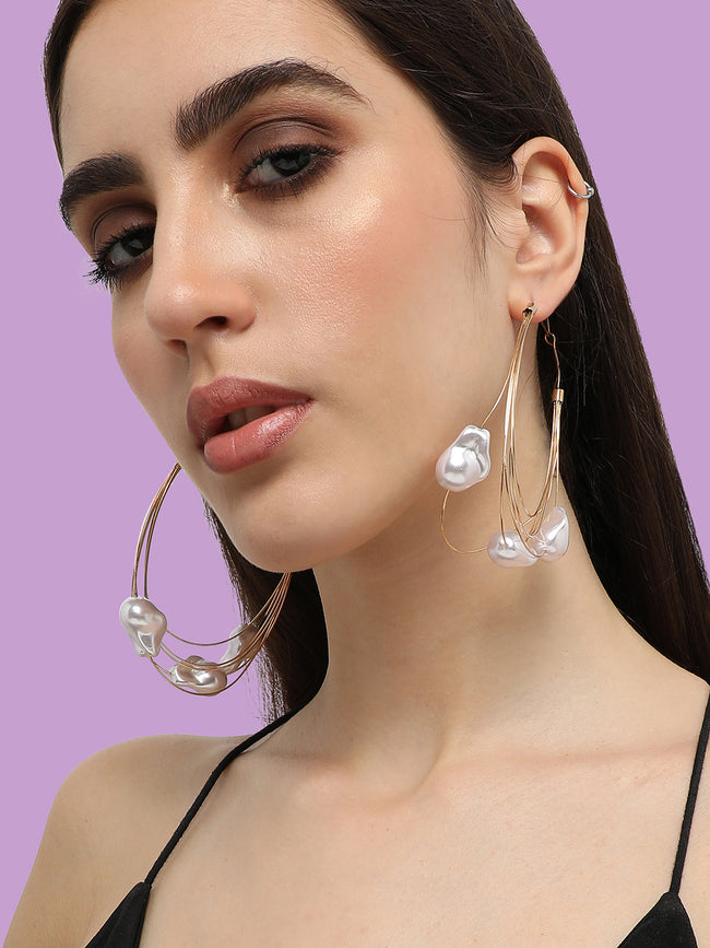 Women White Gold Plated Designer Casual Stud