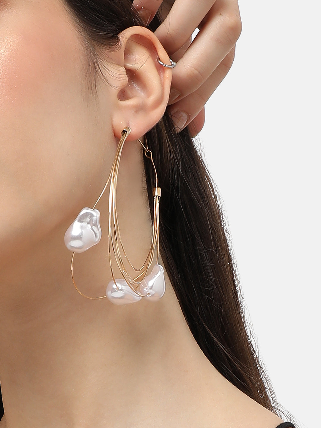 Women White Gold Plated Designer Casual Stud