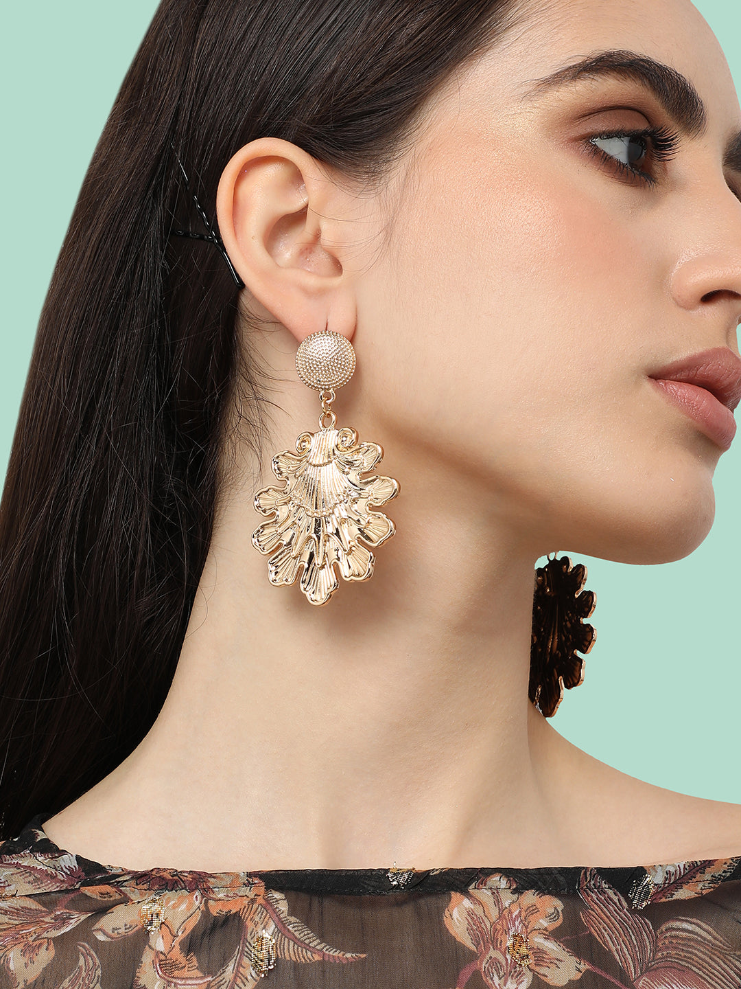 Women Gold Plated Designer Stone Casual Stud