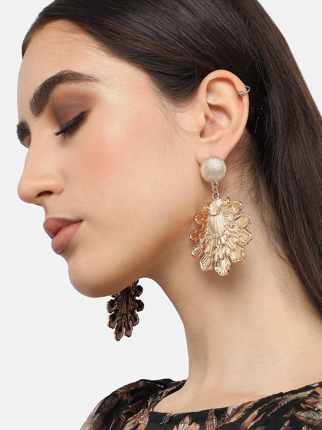 Women Gold Plated Designer Stone Casual Stud