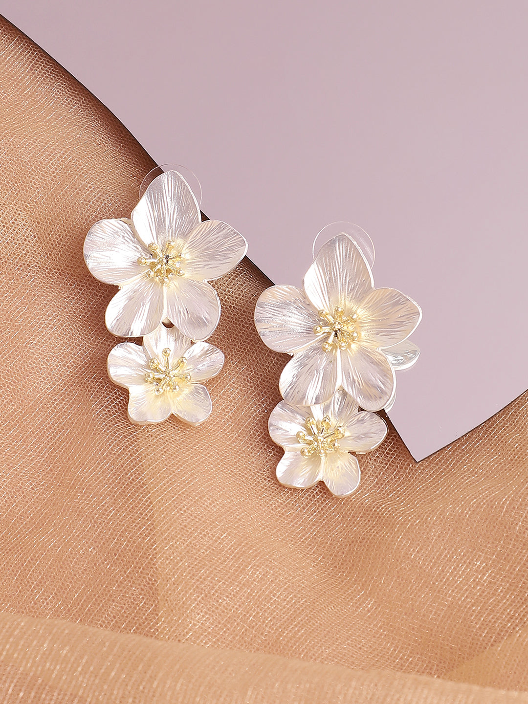Women White Gold Plated Designer Stone Party Drop Earring