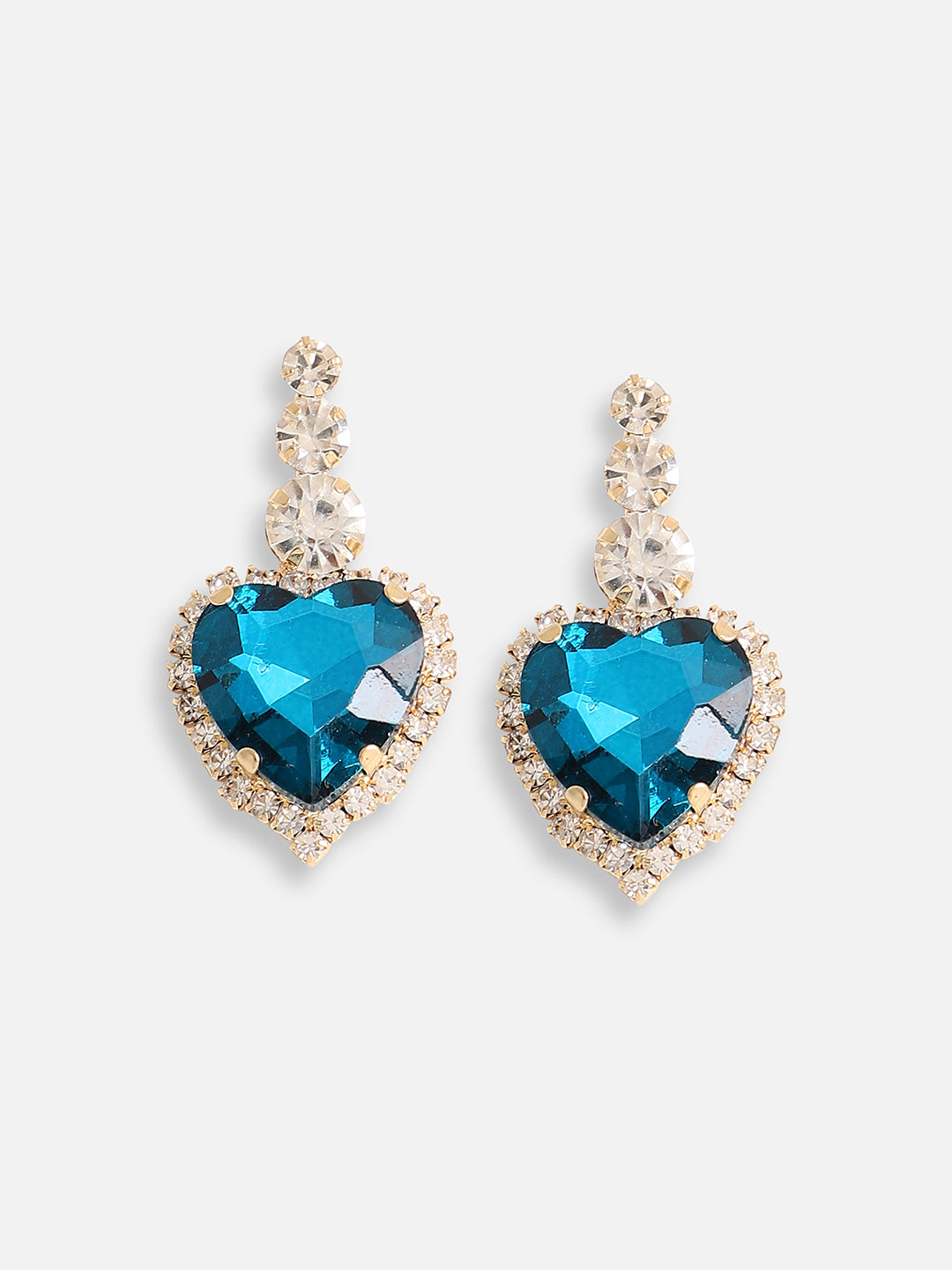 Women Blue Gold Plated Designer Stone Party Drop Earring
