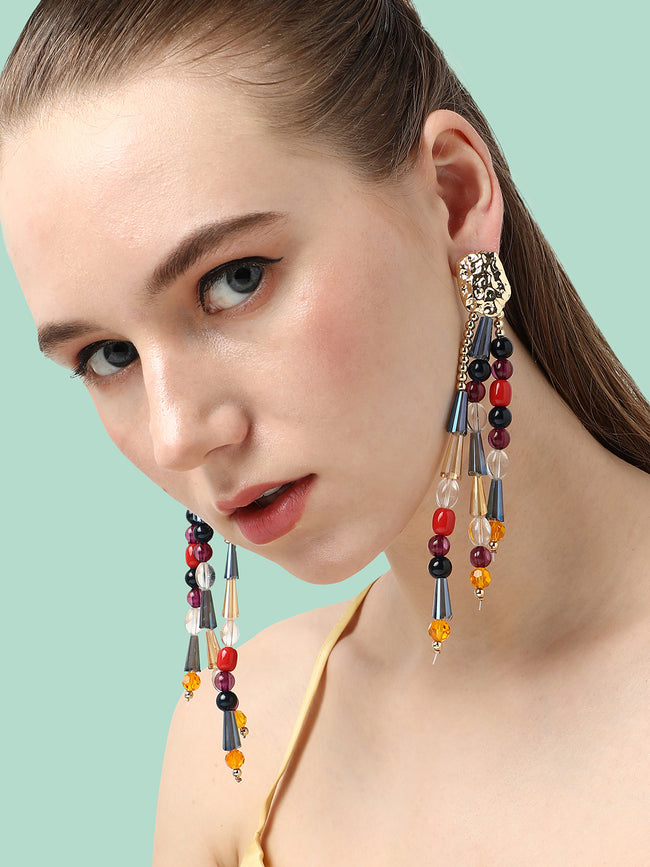 Women Gold Plated Party Designer Stone Drop Earring