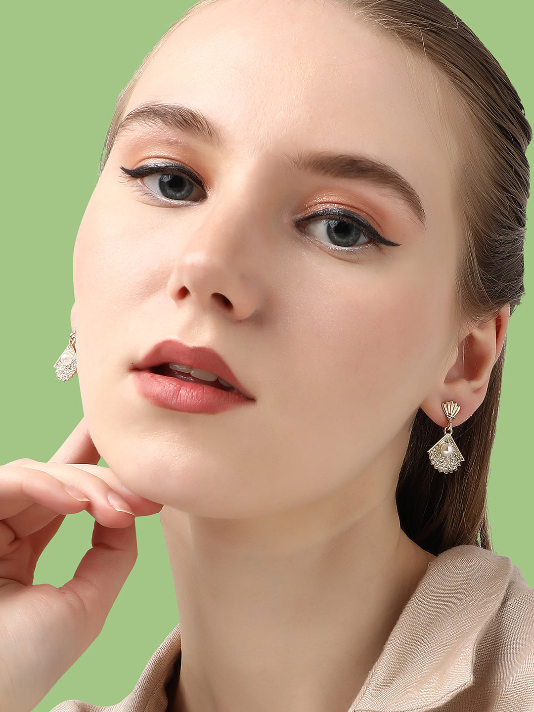 Women White Gold Plated Party Designer Hoop Earring