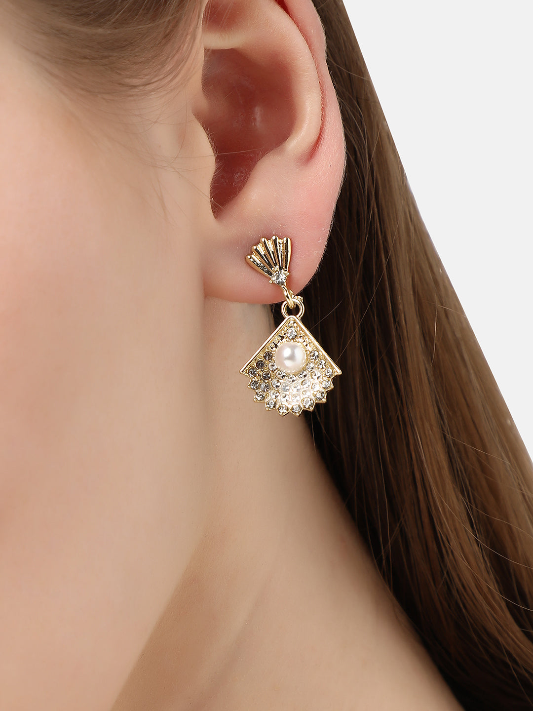 Women White Gold Plated Party Designer Hoop Earring