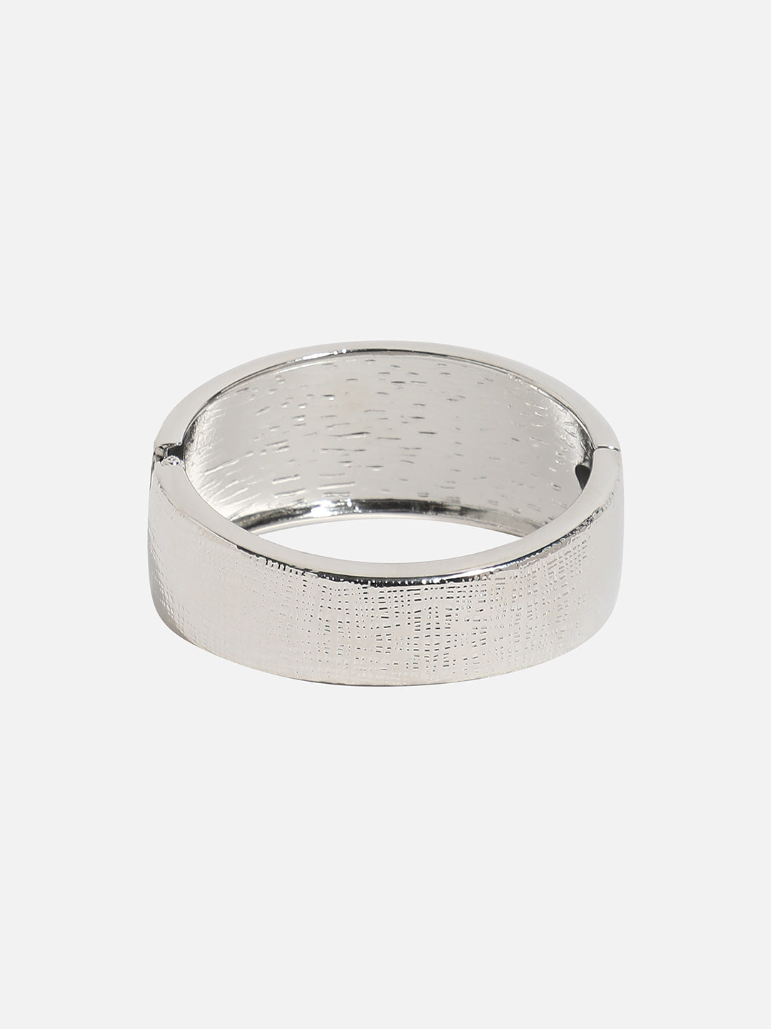 Women Silver Plated Crystal Studded Cuff Bracelet