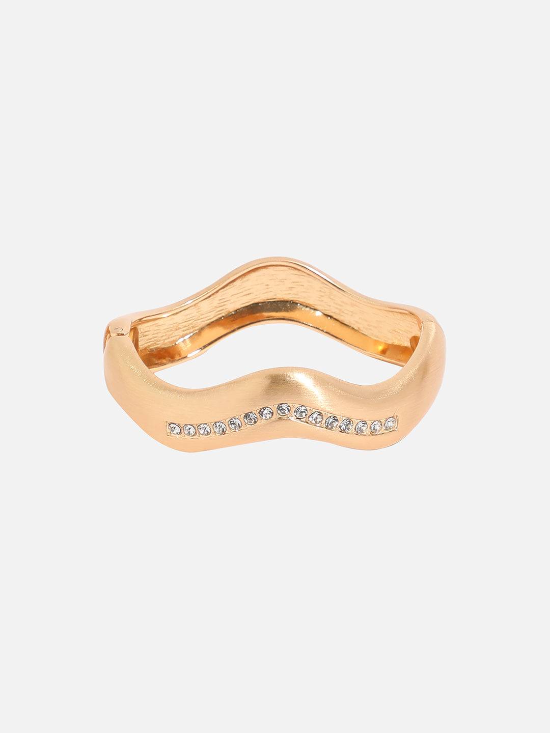 Women Gold-Plated Stone Swirl Cuff Bracelet