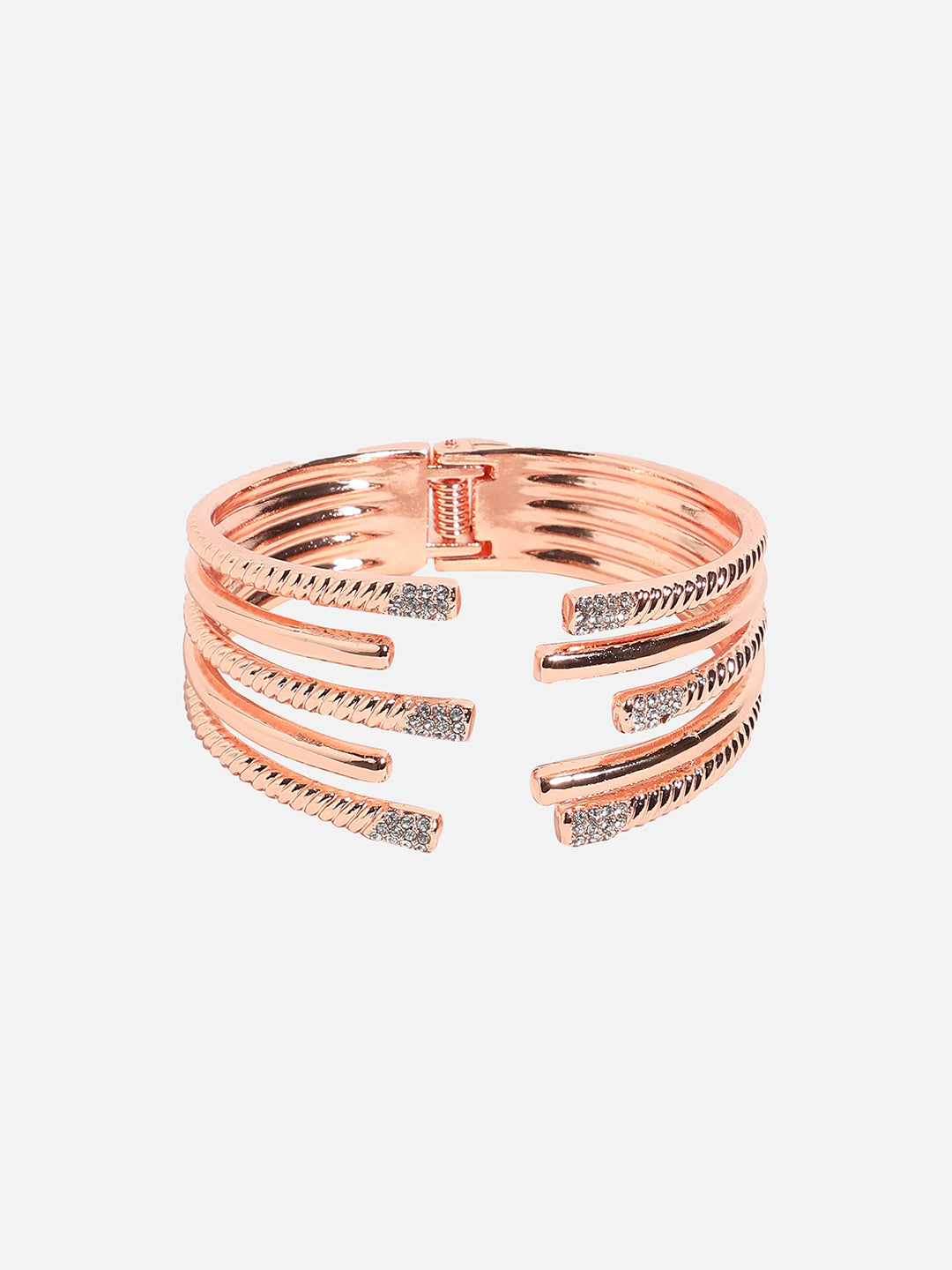 Women Rose Gold Plated Stone Cuff Bracelet