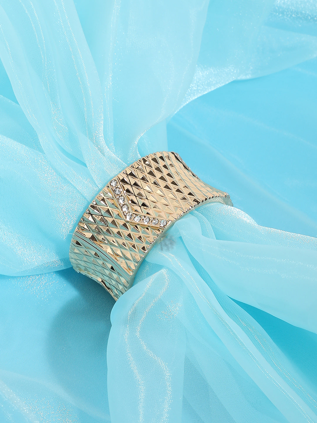 Women Gold Plated Stone Cuff Bracelet