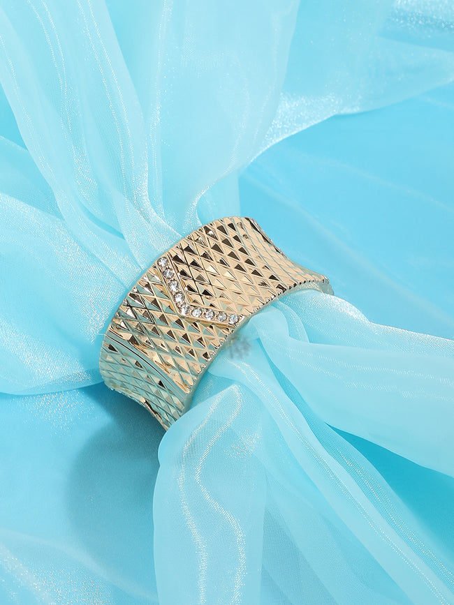 Women Gold Plated Stone Cuff Bracelet
