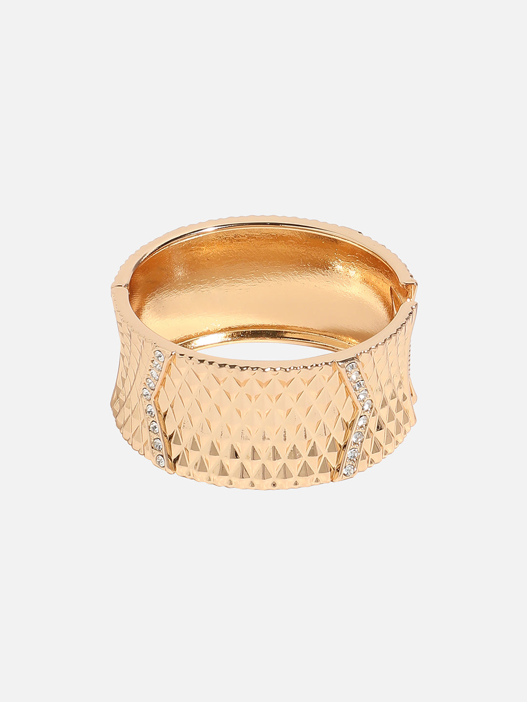Women Gold Plated Stone Cuff Bracelet