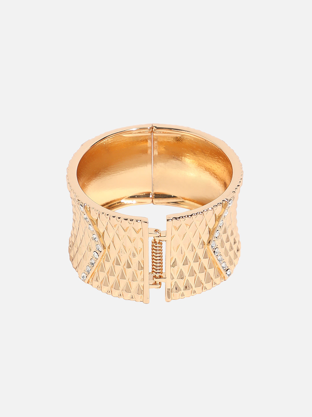 Women Gold Plated Stone Cuff Bracelet