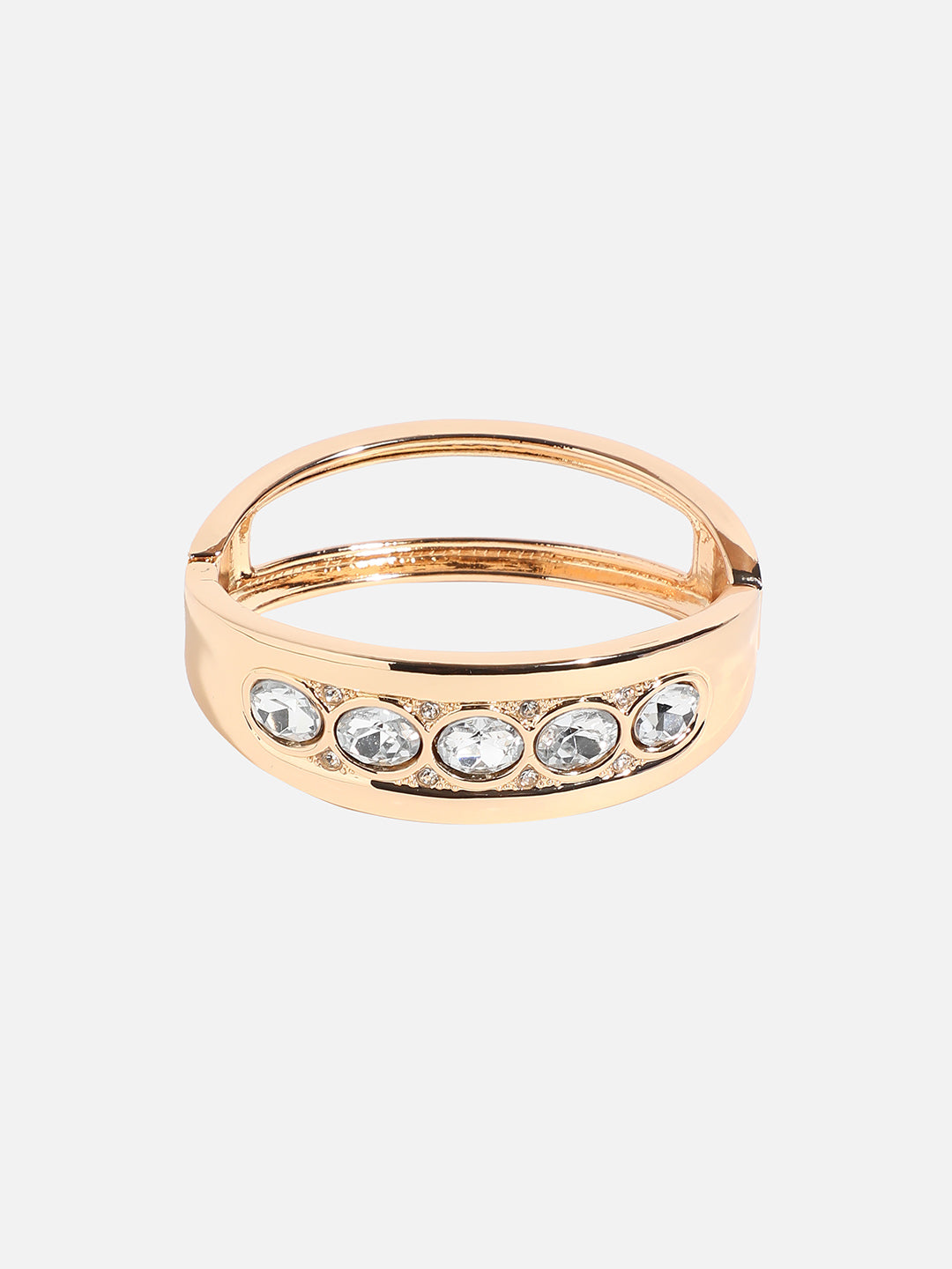 Women Gold-Plated Stone Maxi Crystal Cuff Bracelet