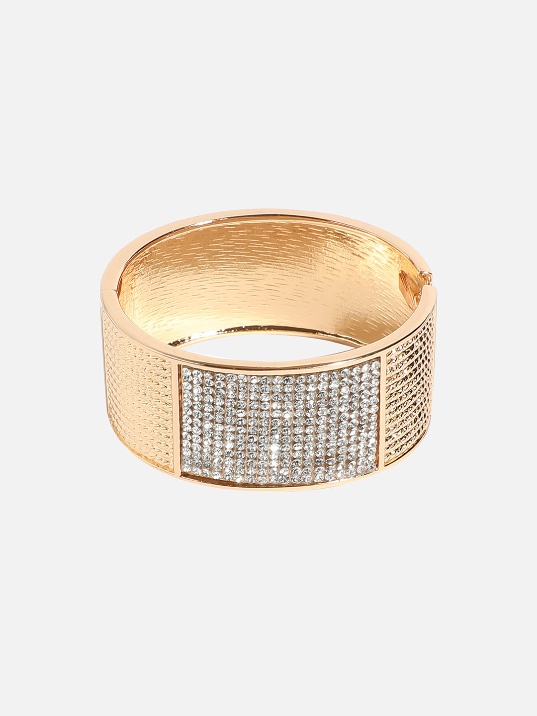 Women Gold-Plated Stone Cluster Cuff Bracelet