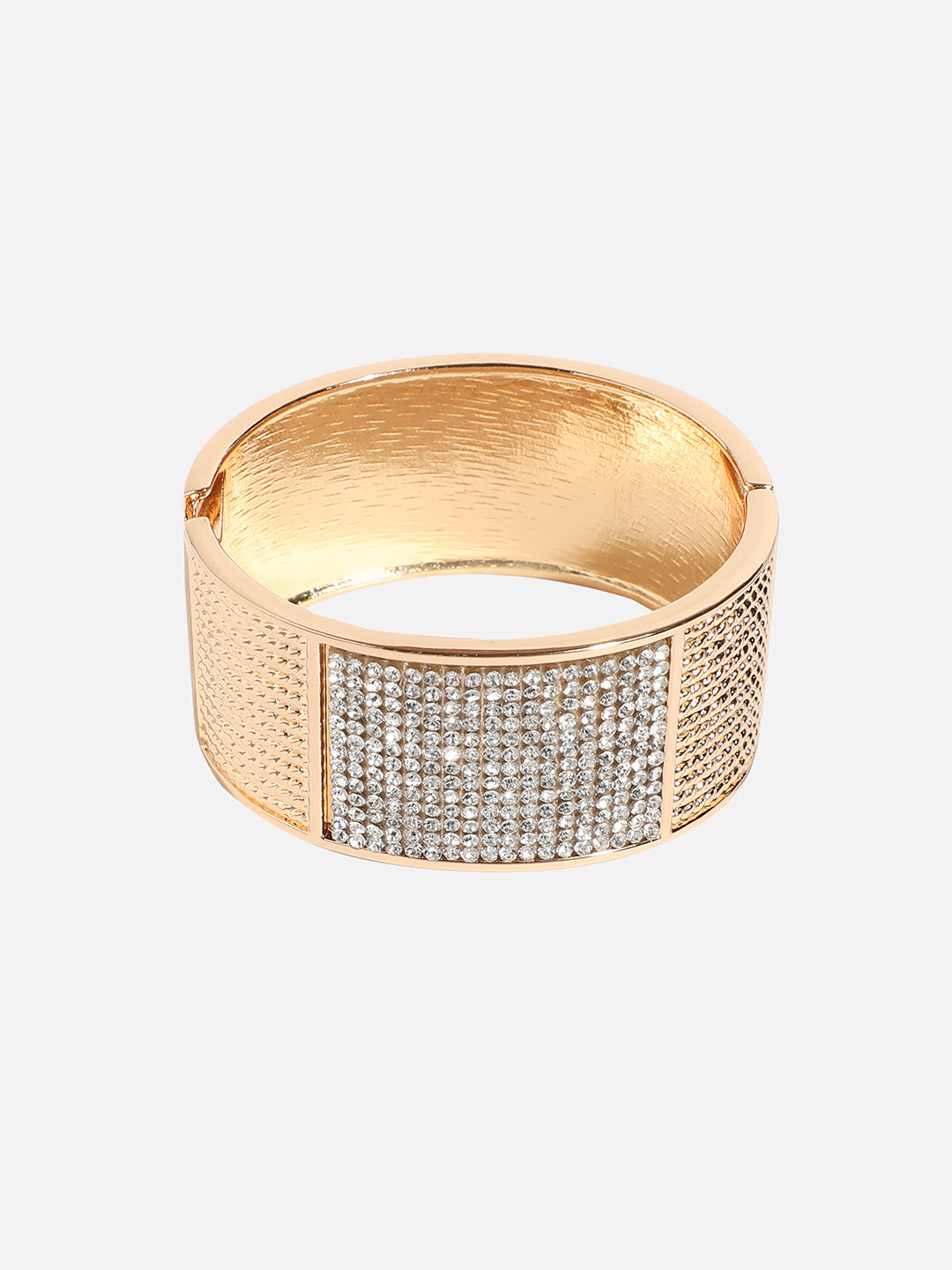 Women Gold-Plated Stone Cluster Cuff Bracelet