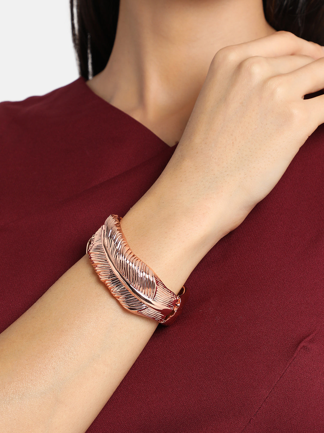 Women Rose Gold Plated Cuff Bracelet