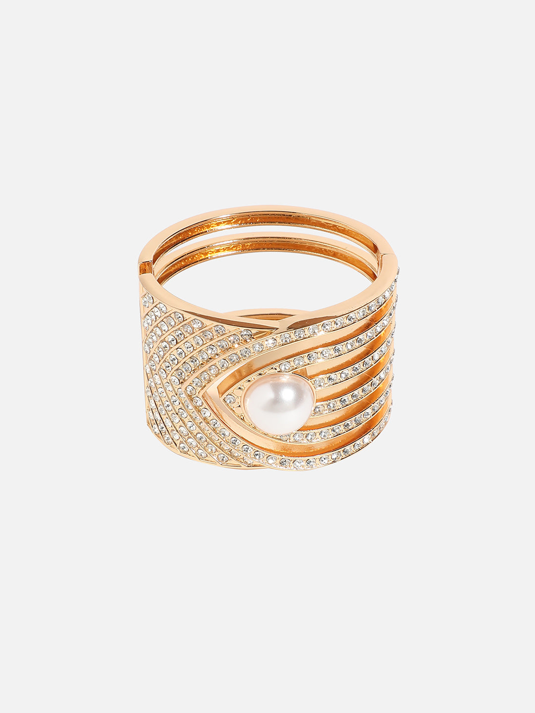 Women Gold-Plated Artificial Stones Cuff Bracelet
