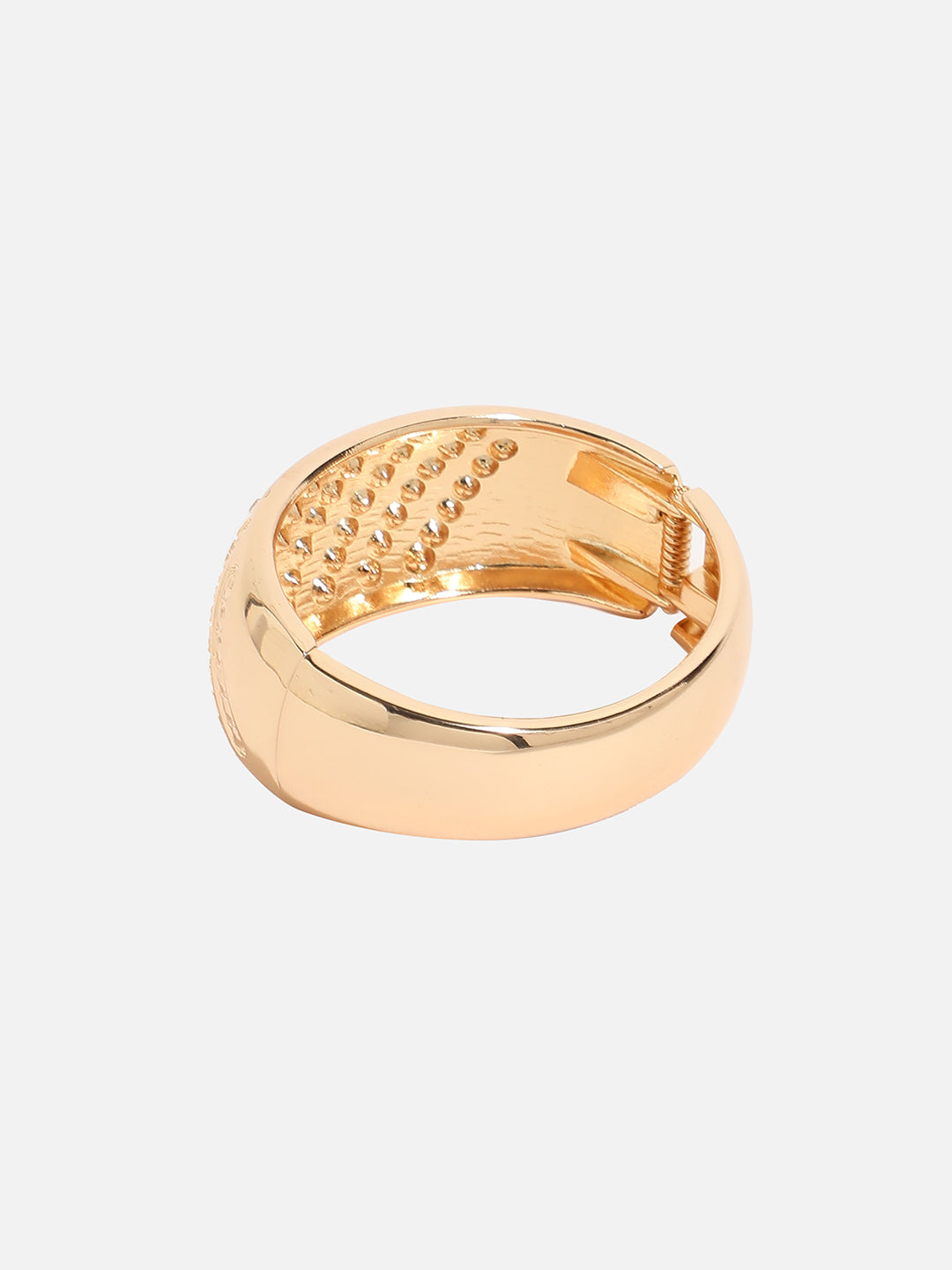 Women Gold-Plated Stone Lined Cuff Bracelet