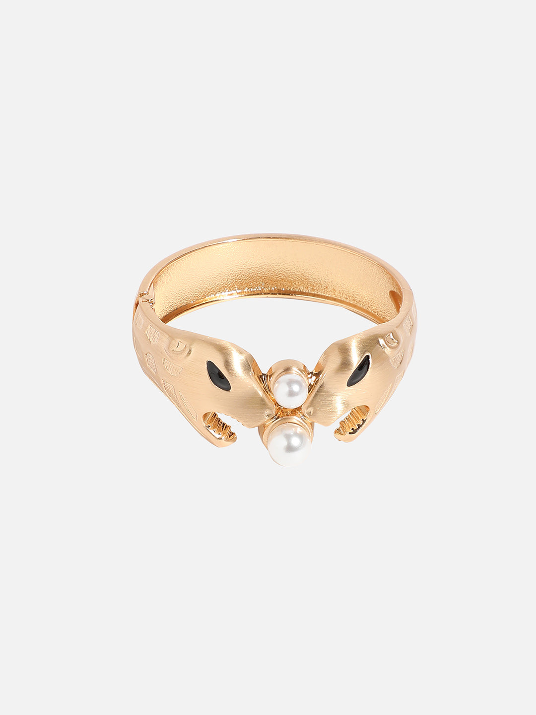 Women Gold-Plated Pearls Beaded Snakehead Cuff Bracelet