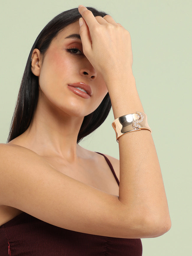 Women Gold-Plated Studded Bangle-Style Bracelet