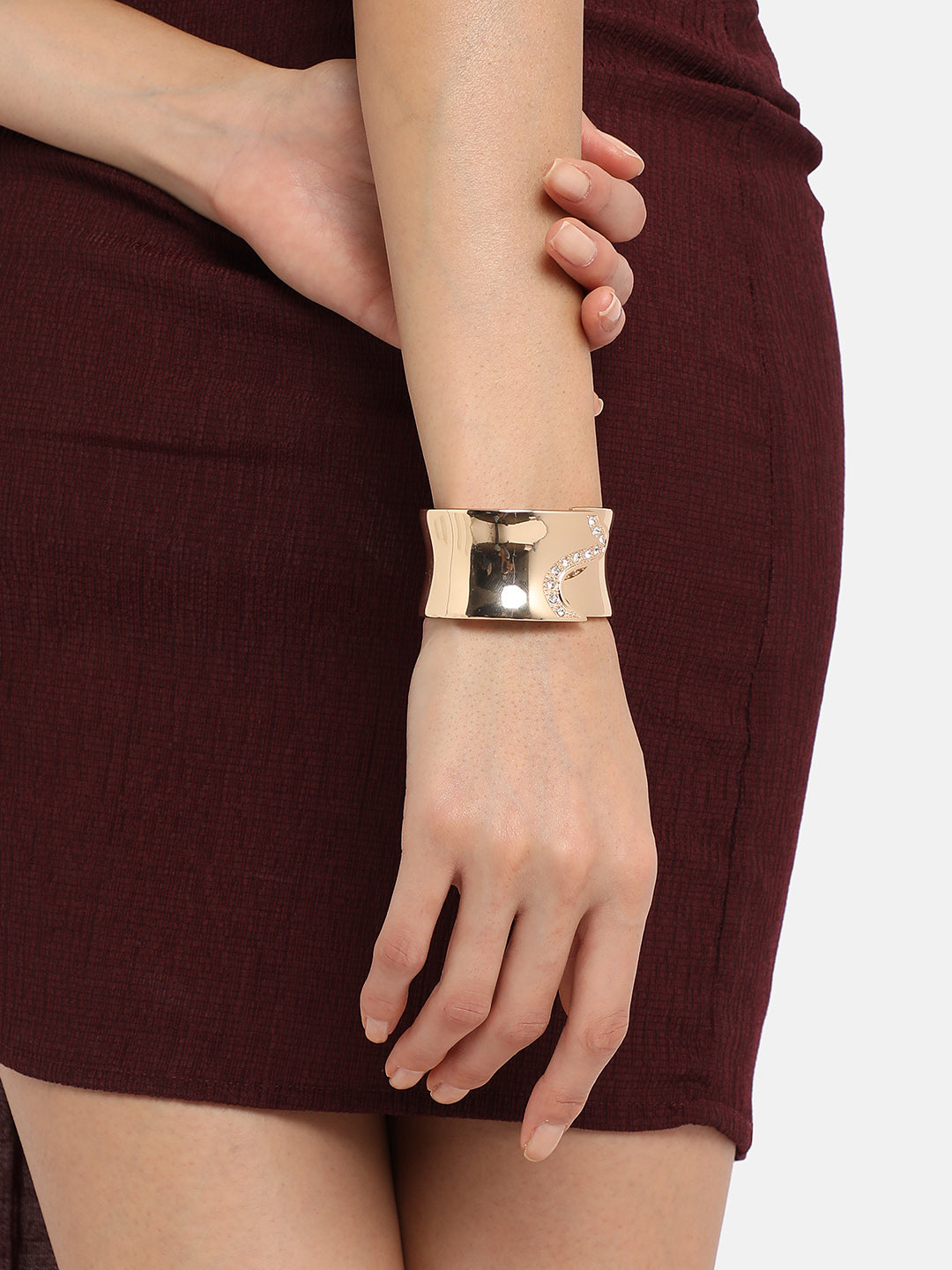 Women Gold-Plated Studded Bangle-Style Bracelet