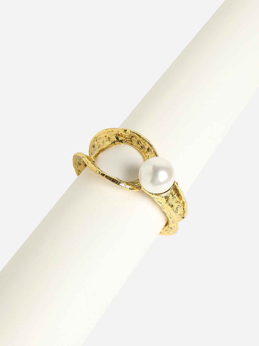 Women Dented Pearl Statement Bracelet