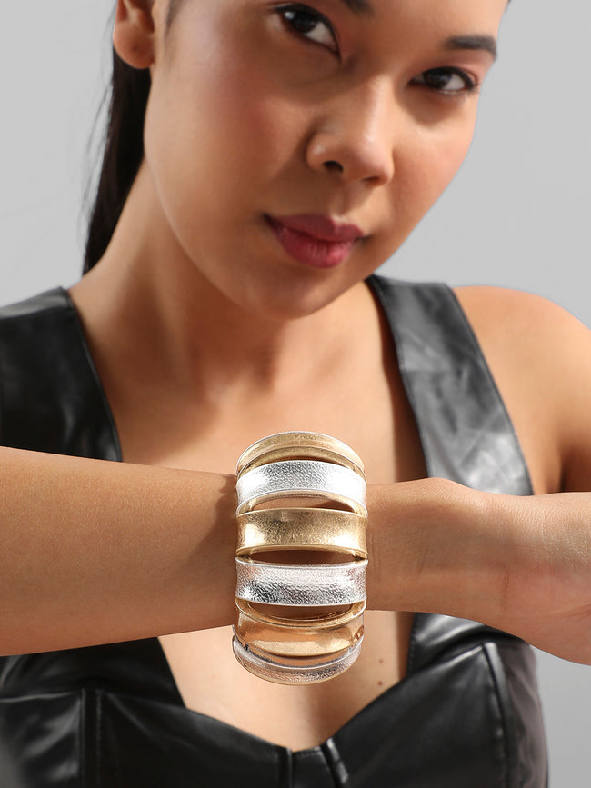 Women Contrast Curve Statement Bracelet