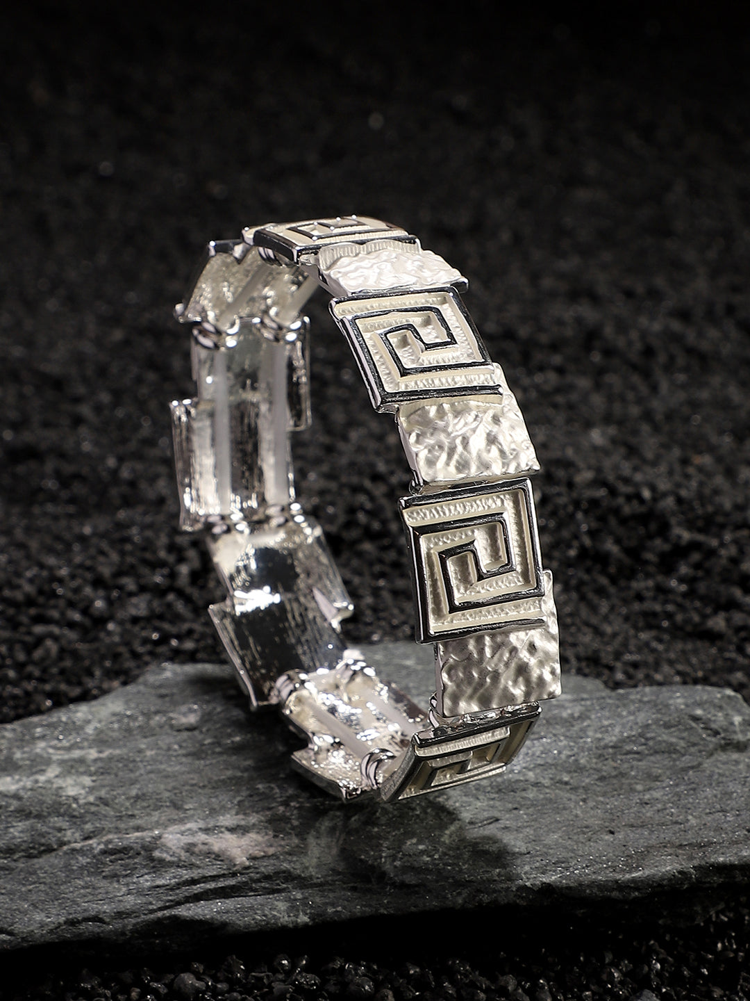 Women Silver Square Swirl Bracelet