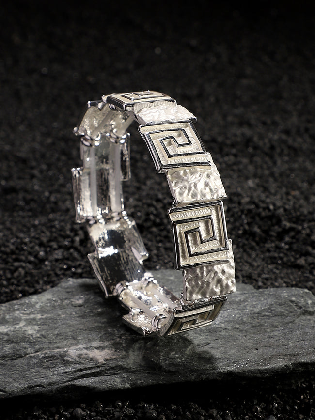 Women Silver Square Swirl Bracelet