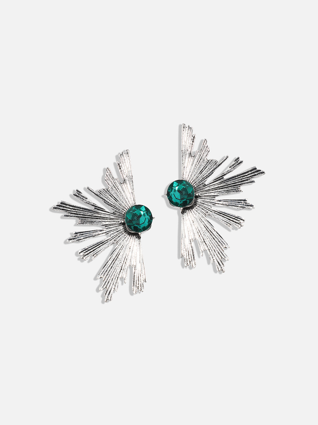 Women Silver Metallic Flora Drop Earringss