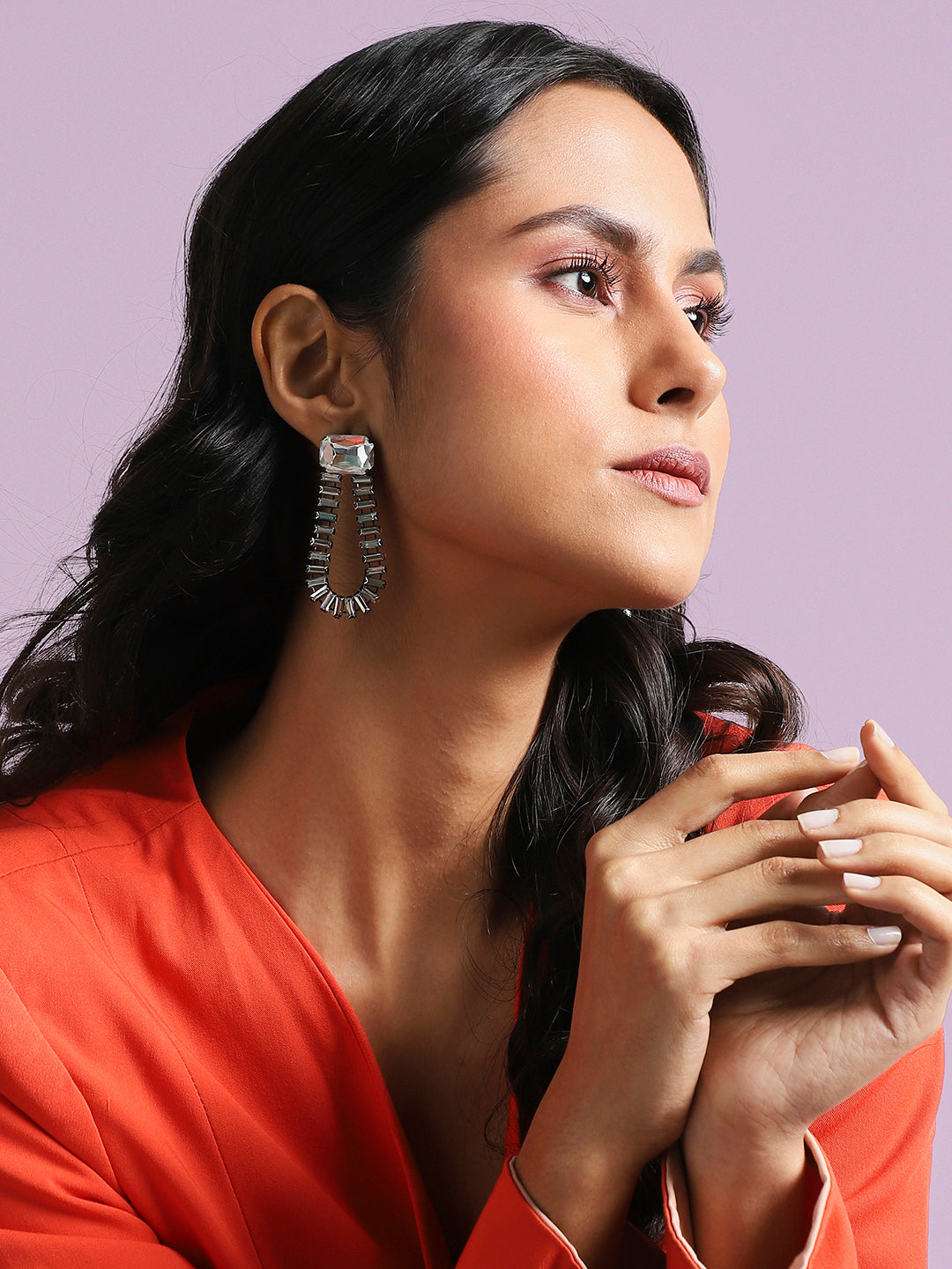 Women Silver-Plated Contemporary Drop Earrings