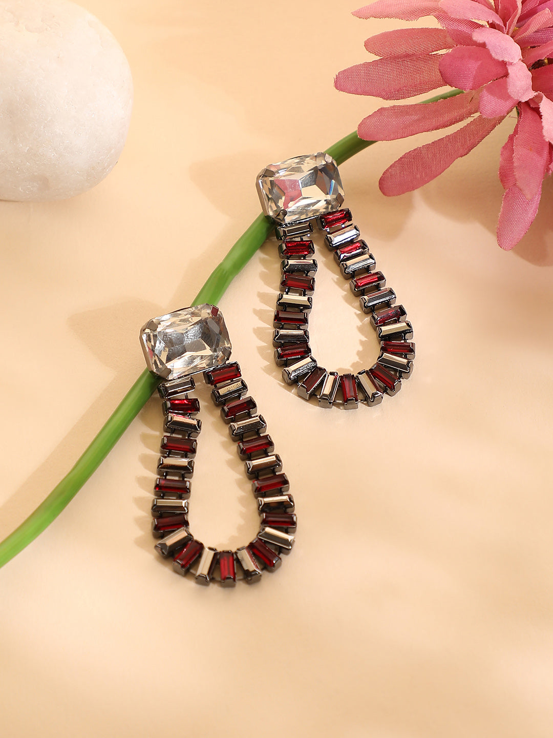 Women Multi Silver-Plated Contemporary Drop Earrings