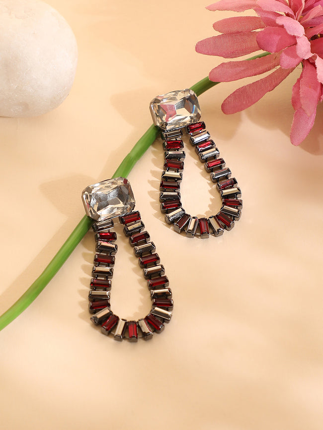 Women Multi Silver-Plated Contemporary Drop Earrings