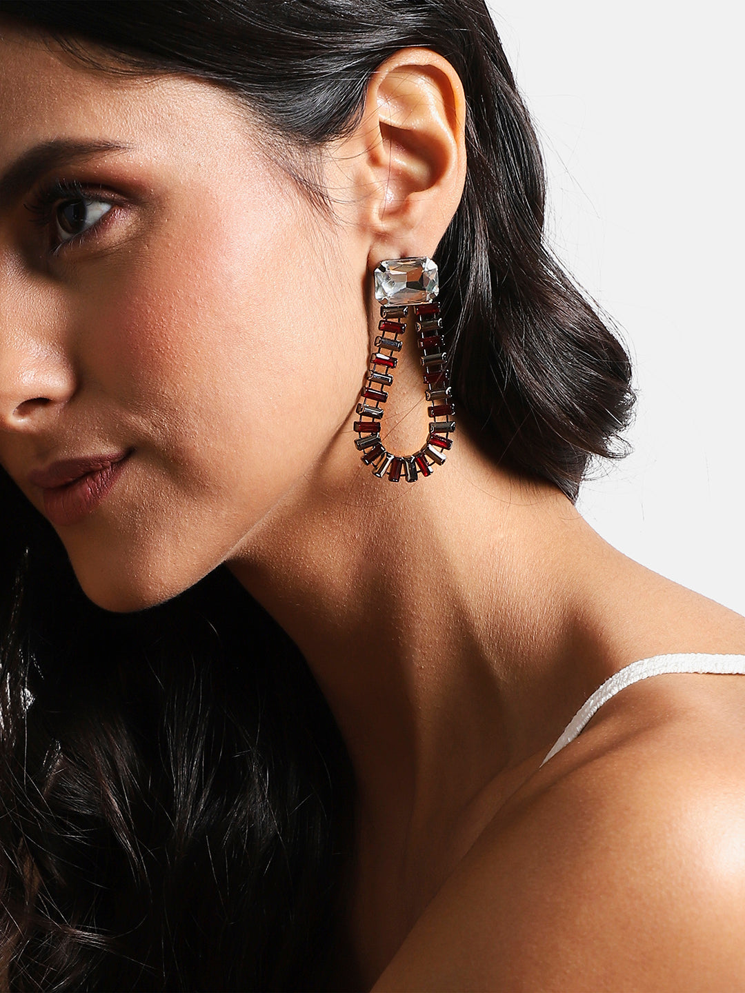 Women Multi Silver-Plated Contemporary Drop Earrings