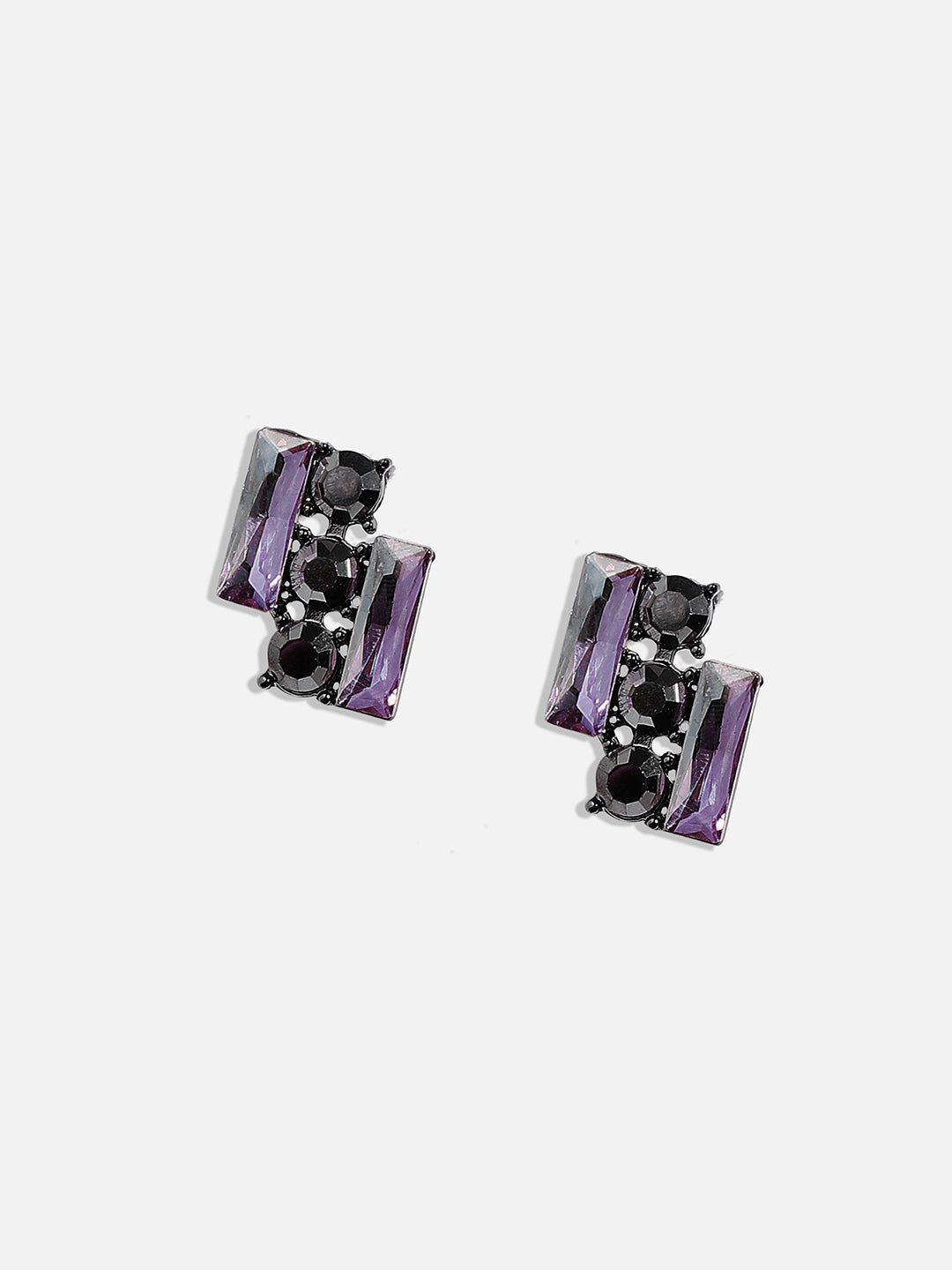 Women Silver Crystal Bar Stud Earringss