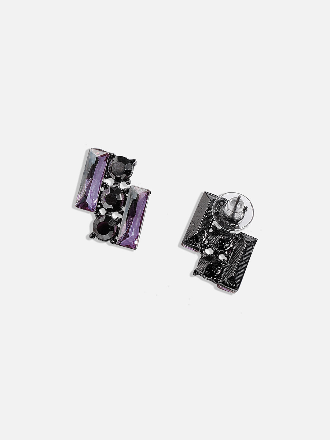 Women Silver Crystal Bar Stud Earringss