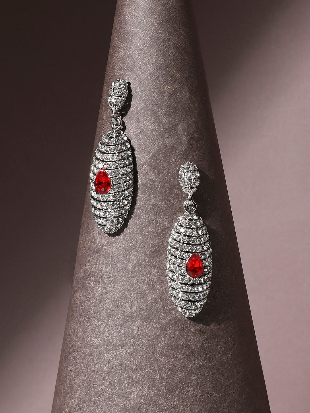 Women Multi Rhinestone Oval Drop Earringss