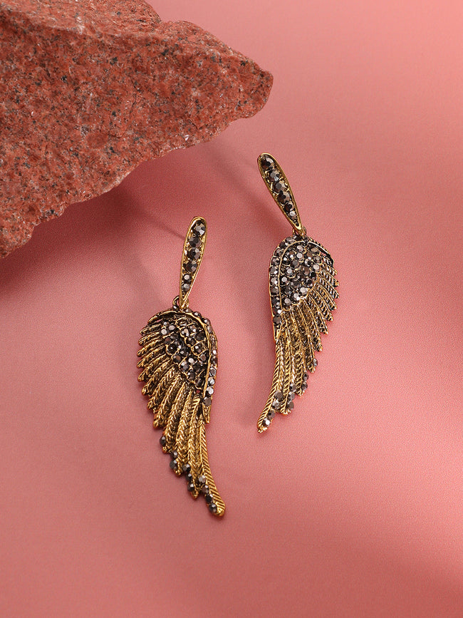Women Gold Angel Wings Drop Earringss