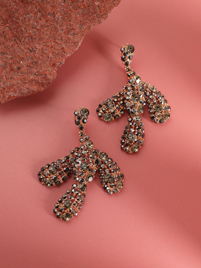Women Silver Crystal Abstract Drop Earringss