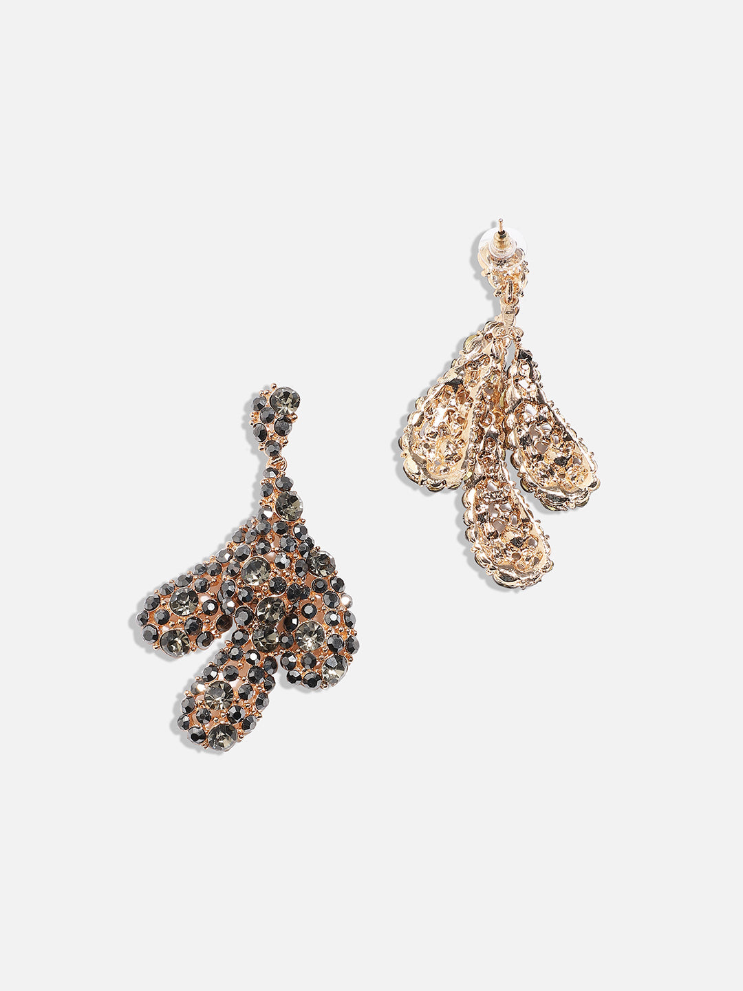 Women Silver Crystal Abstract Drop Earringss