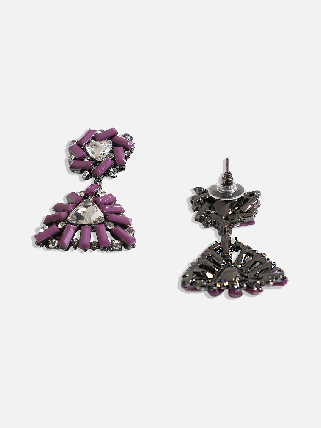 Women Purple Geometric Drop Earringss