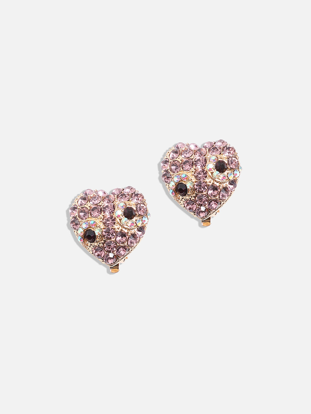 Women Red Crystal Heart Stud Earringss