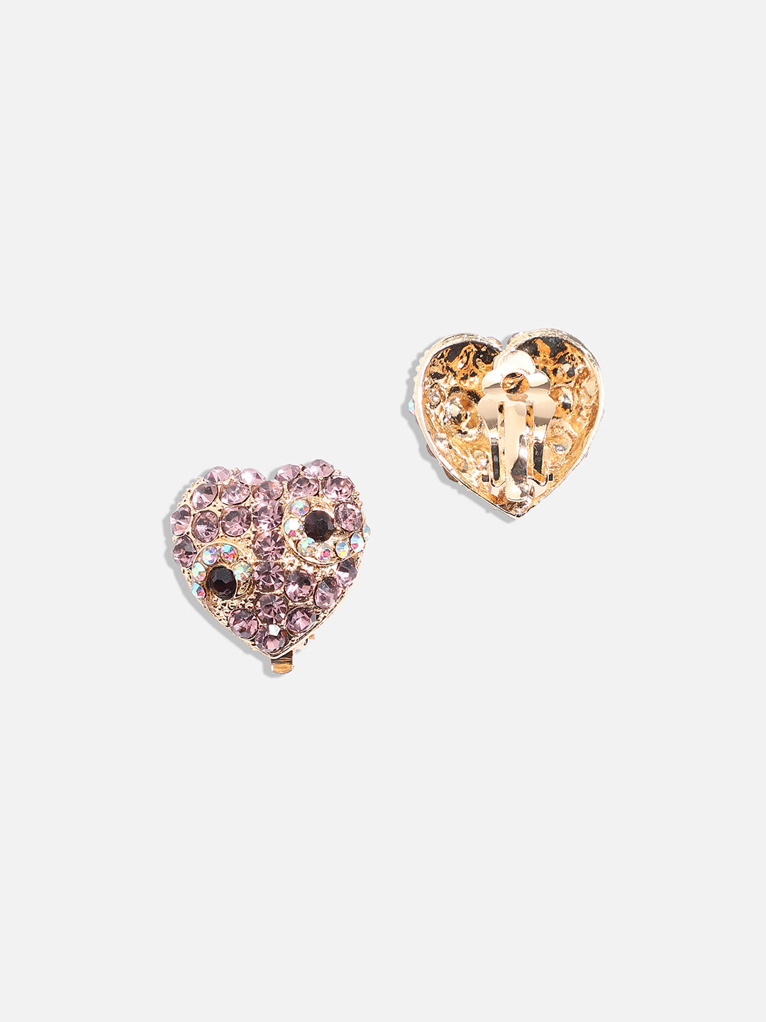 Women Red Crystal Heart Stud Earringss