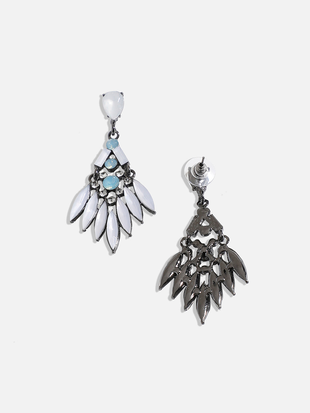 Women White Stone Marquise Drop Earringss