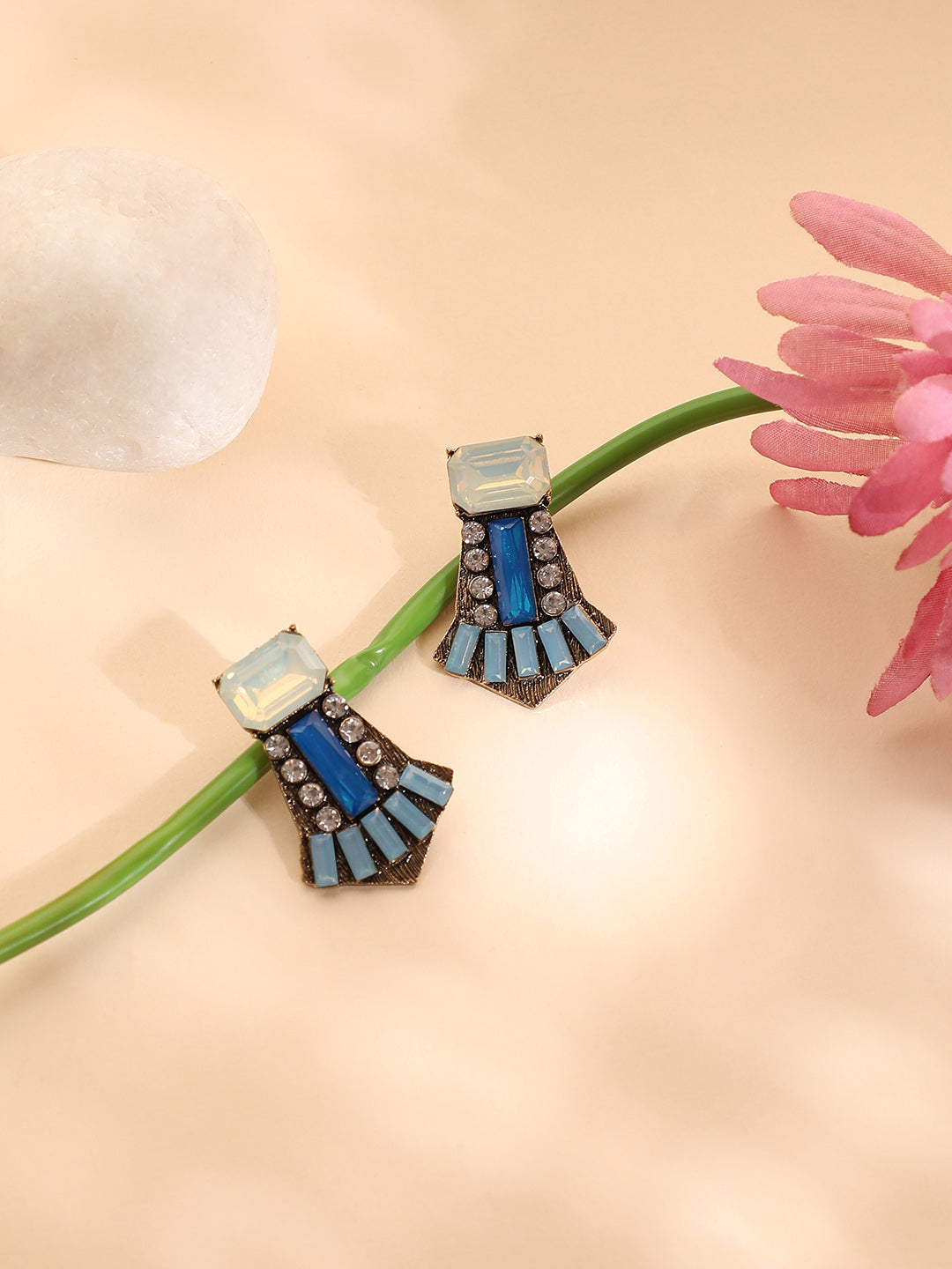 Women Blue Stone Drop Earringss