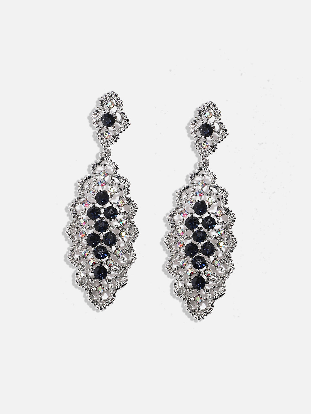 Women Silver-Plated Oxidised Drop Earrings
