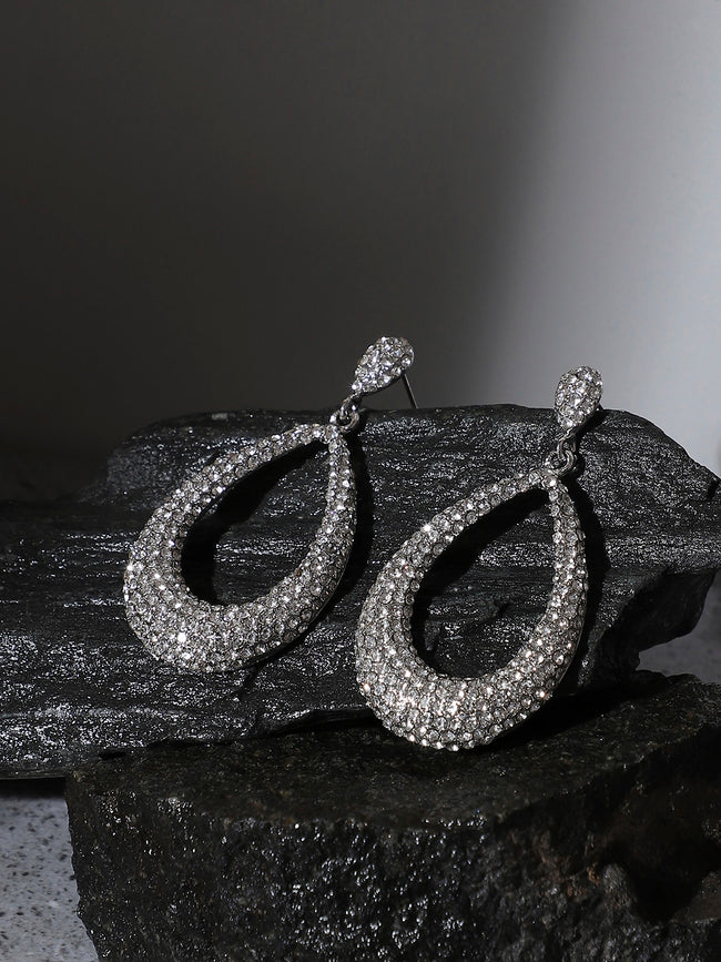 Women SilvercHollow Pear Drop Earringss