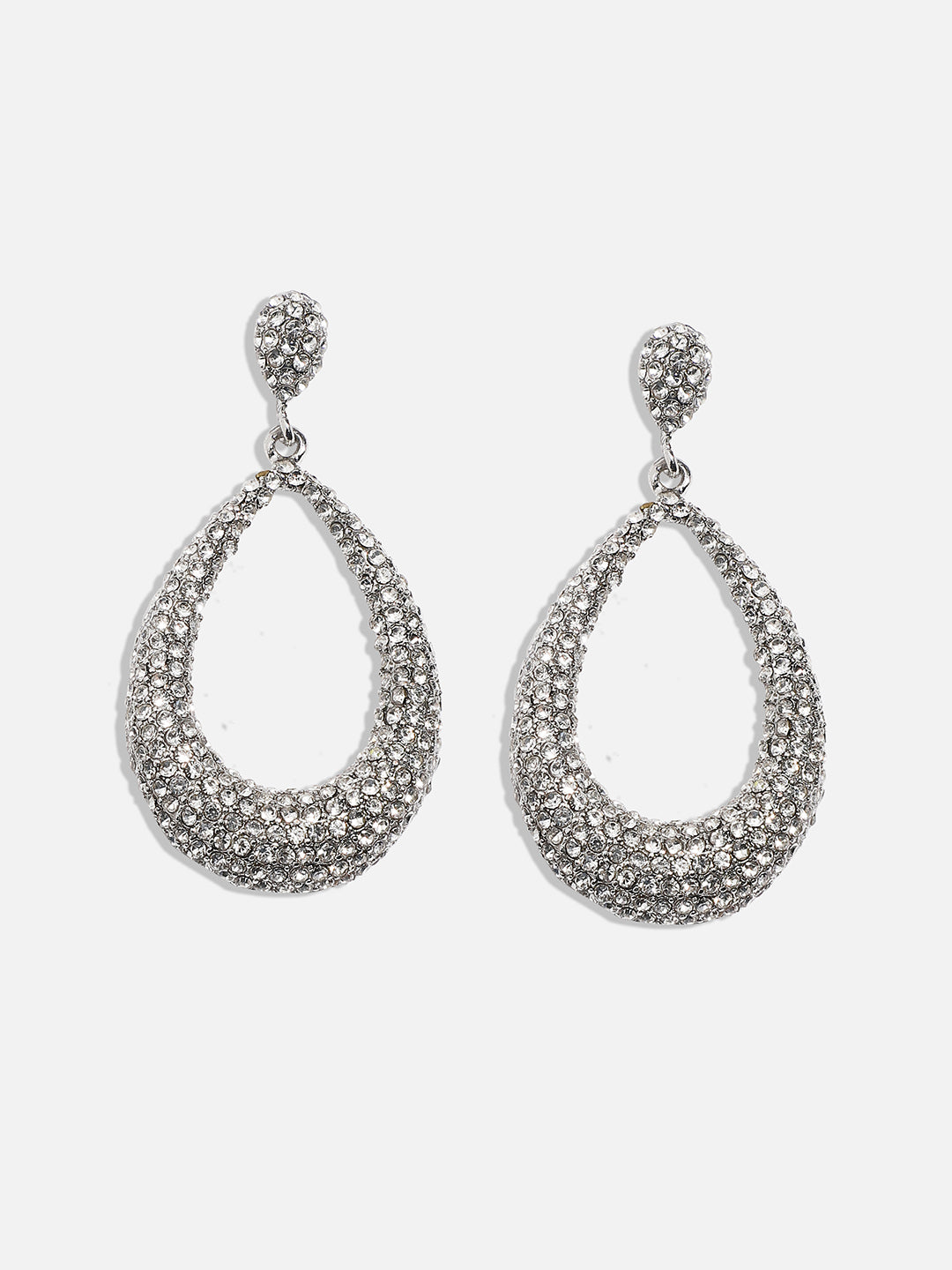 Women SilvercHollow Pear Drop Earringss